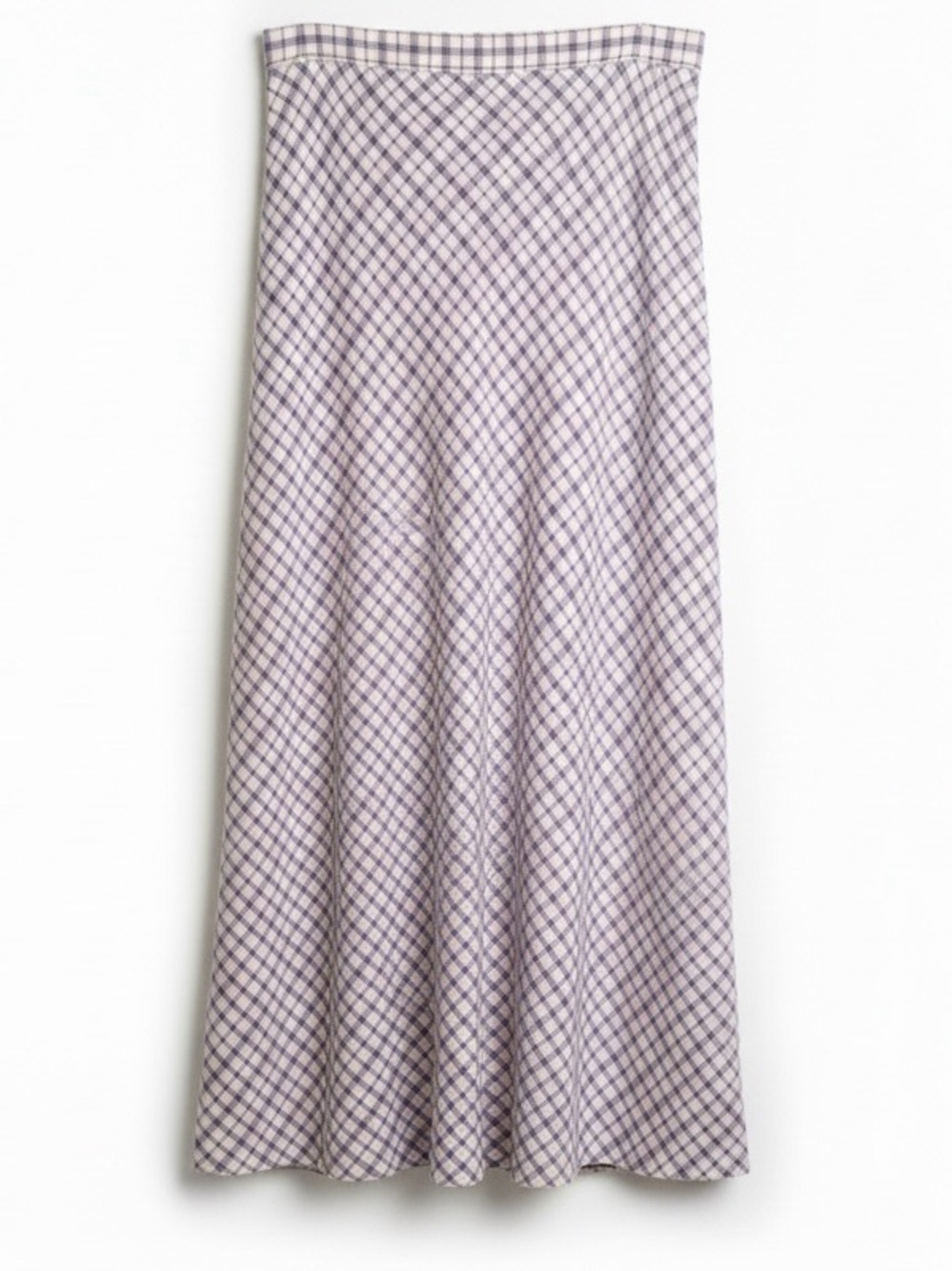 Checked Lilac Maxi Skirt Plaid Viscose Flowy Pastel Size M